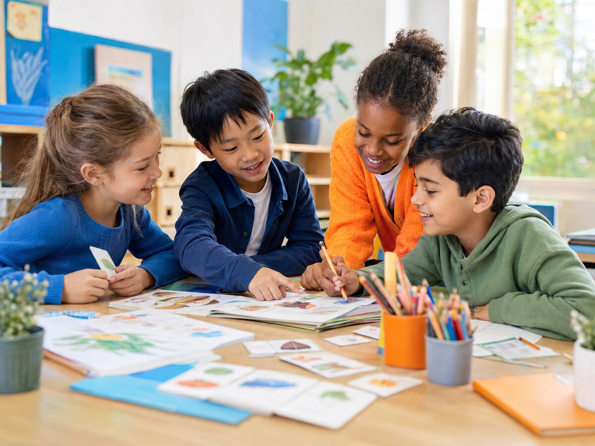 Basisschoolkinderen met verschillende achtergronden leren samen
